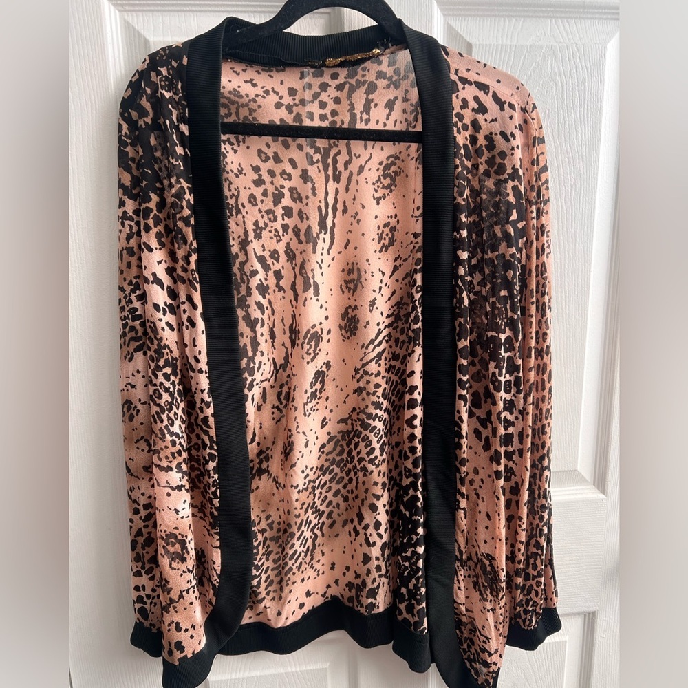 Paris Vintage Leopard Print Open Front Cardigan